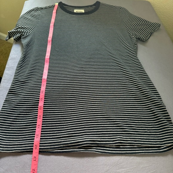 Fossil top women small 100% cotton striped short sleeve crewneck tshirt black - Picture 6 of 7
